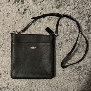 NWOT Coach Black Leather Crossbody with Gold